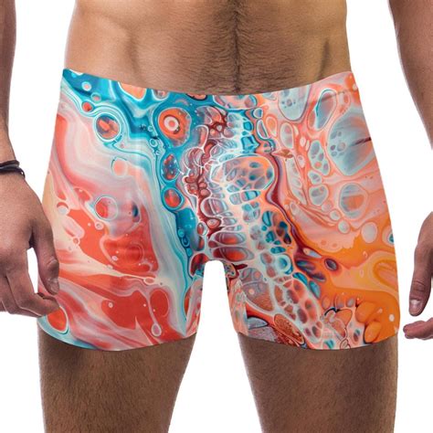 Swim Jammers For Men Mens Bikini Swimwear Modern Abstract Art Pink