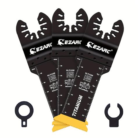 EZARC 3Pcs Extra Long Reach Oscillating Saw Blade Titanium Oscillating