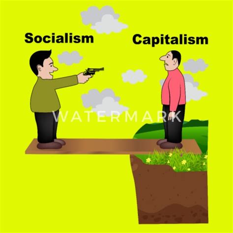 Capitalism Vs Socialism Funny Illustration Liberal Mens T Shirt