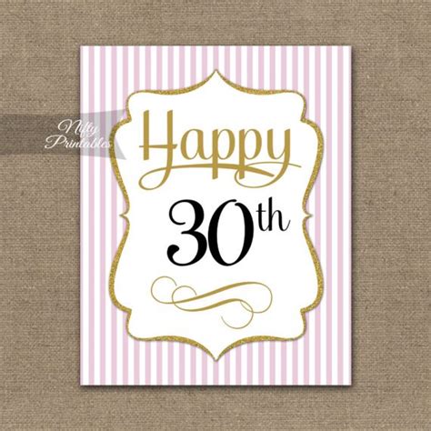 30th Birthday Sign - Pink Gold - Nifty Printables