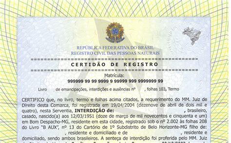 Certidão De Interdição Documento No Brasil