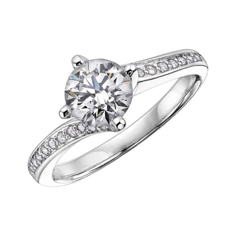 18ct White Gold Diamond Solitaire Twist Ring Francis Gaye Jewellers