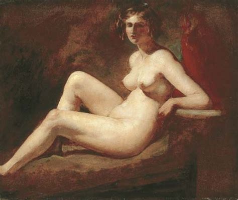 William Etty Reclining Female Nude With Her Arm On A Ledge Recto