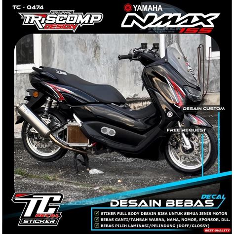 Hitam Nmax Motorcycle Sticker Decal Fullbody Nmax Black Fire Motif