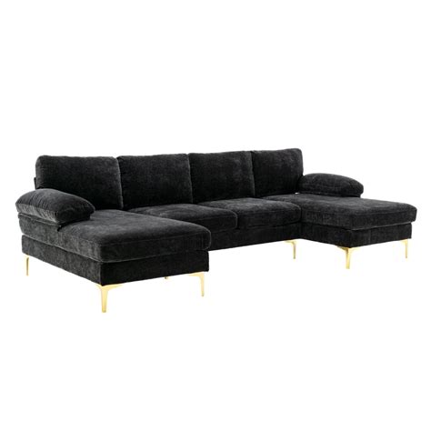 U-Shaped Sofa Couch, Modern Upholstered Sofa Couch with Soft Back and ...