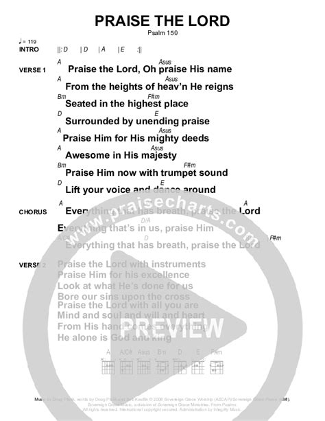 Praise The Lord Chords PDF (Sovereign Grace) - PraiseCharts