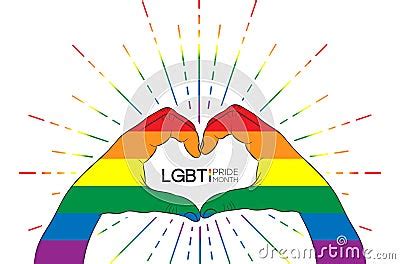 Rainbow Colored Hands In Heart Shape LGBT Concept For Print Product Symbol Of Gay Pride And