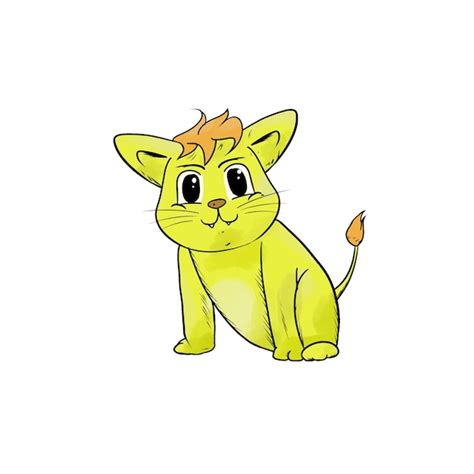 Premium Vector | Yellow lion cub cute illustration