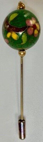 Rare Vintage Cloisonne Hat Pin Circa 1940s Gem