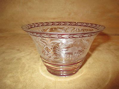 ANCIENNE GRANDE VERRINE à confiture en cristal de bohème gravé fin XIX