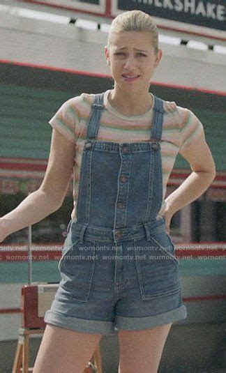 Bettys Striped Tee And Short Denim Overalls On Riverdale Betty