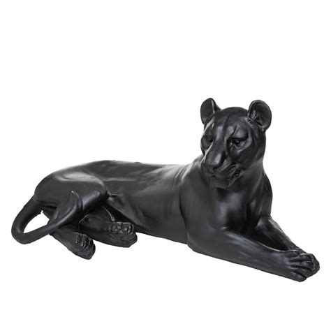 Léopard couché en résine 80x39x38 cm Noir ATMOSPHERA Leroy Merlin