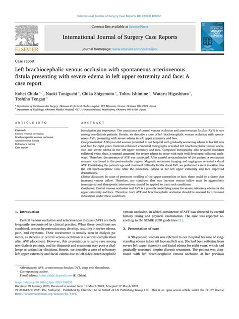 PDF Left Brachiocephalic Venous Occlusion With Spontaneous