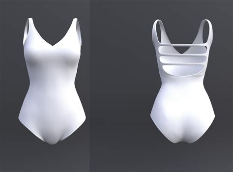 D Model Female Bikini Black And White Colour Swimsuit Monokini VR AR Low Poly CGTrader