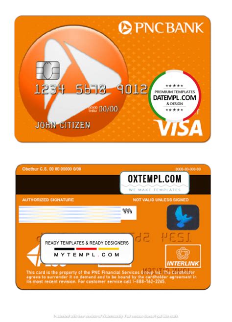 Usa Pnc Bank Visa Debit Card Template In Psd Format Fully Editable