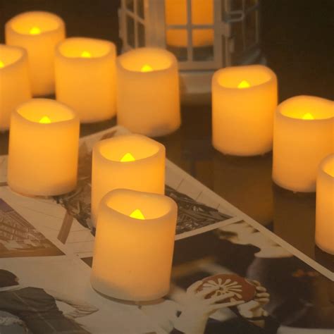 Paquete De 12 Velas Votivas LED Falsas Sin Llama Funcionan Con Pilas