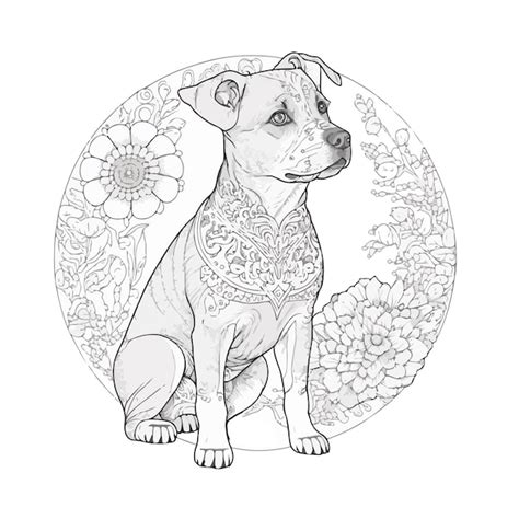 Coloriage Pour Adultes Illustration De Chien Mandala Vecteur Premium