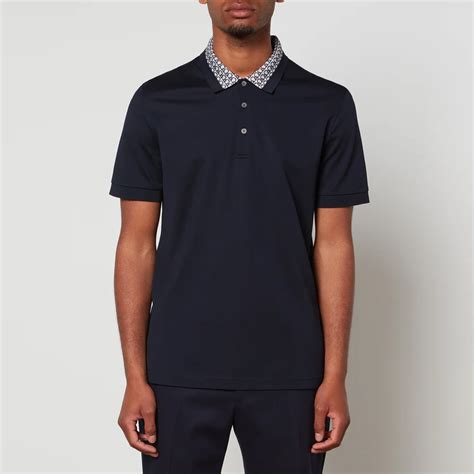 Ferragamo Mens Gancini Collar Pique Polo Shirt Navy Coggles