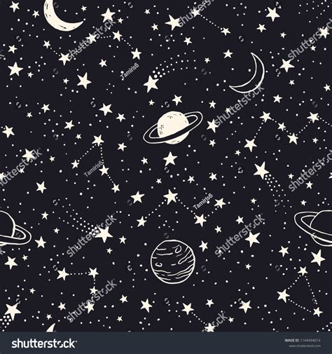 Vector Space Seamless Pattern Planets Comets Stock Vector Royalty Free