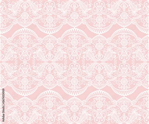 Seamless pink lace background with floral pattern Stock Vector | Adobe ...