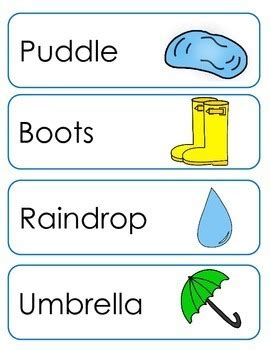 Rainy Day Vocabulary Cards And Spelling Practice Preschool Language