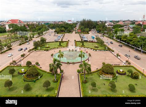 vientiane laos june  aerial view   vientiane city