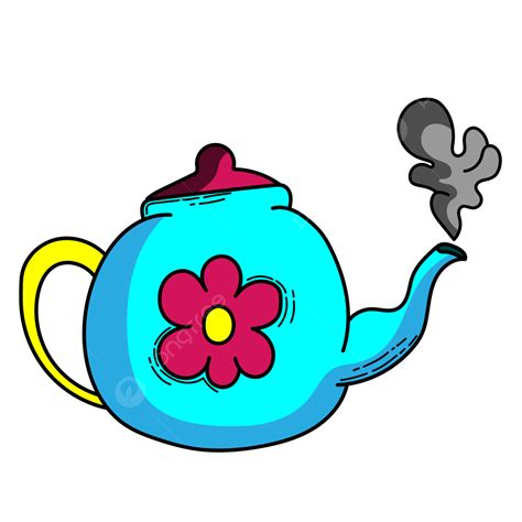 Blue Teapot Clipart Hd Png Cartoon Blue Teapot With Pink Flowers