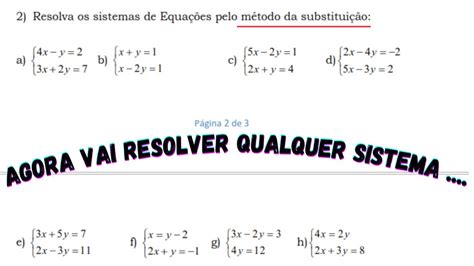 Sistemas de Duas Equações Lineares Método de Substituição YouTube