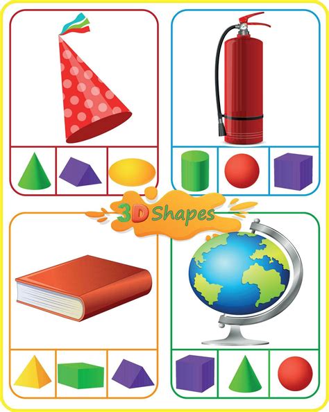 Math Worksheet 3D Shapes. Circle the shape that best matches the real life object in the picture