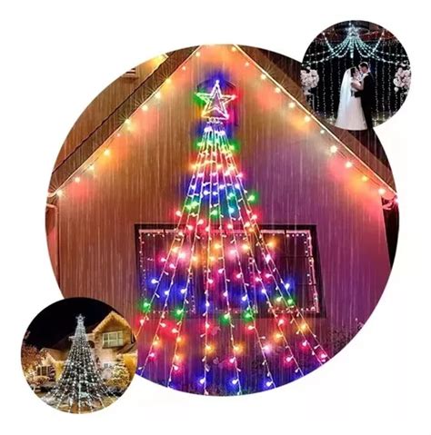 Luces Led Cascada Tipo Arbol Navideñas Solar Guirnaldas 2mts Cuotas