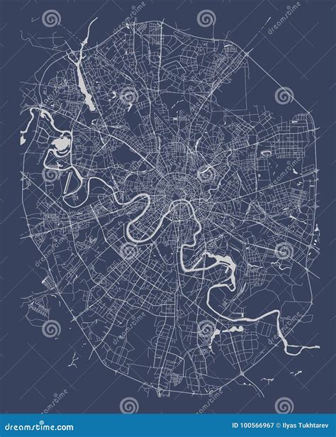 Map of the City of Moscow, Russia Stock Vector - Illustration of clear