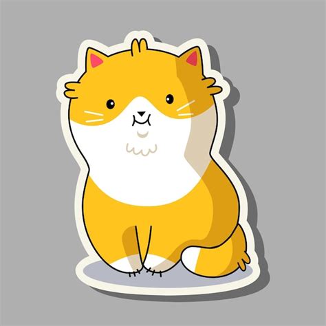 Gato Lindo En Estilo Kawaii Etiqueta Engomada De Dibujos Animados Gato