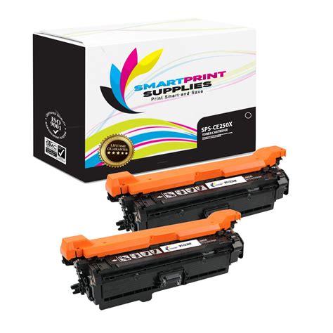 2 Pack Hp 504a504x Ce250x Replacement Black Toner Cartridge By Smart