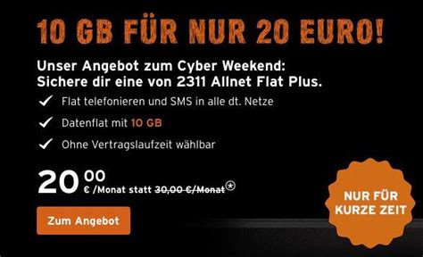 Nur Noch Heute Ohne Laufzeit Telekom Congstar Allnet Flat Gb F R