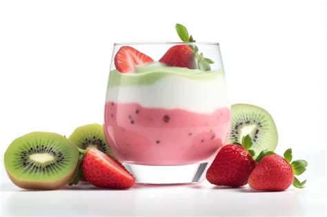 Premium Ai Image A Glass Of Kiwi Fruit Smoothie With Kiwis On The Side