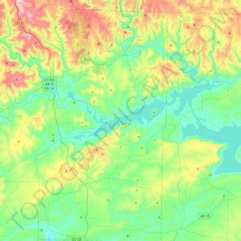 Greers Ferry Lake topographic map, elevation, terrain