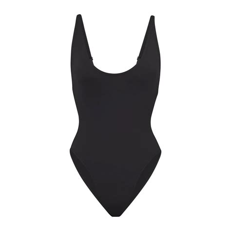 Skims Skims Swim Black Scoop Neck Bodysuit One Piece Swimsuit Grailed