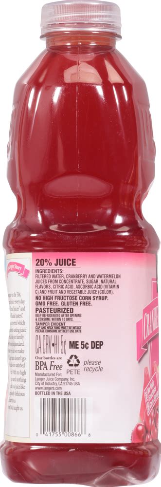 Langers Juice Cocktail Cranberry Watermelon Planogram Left