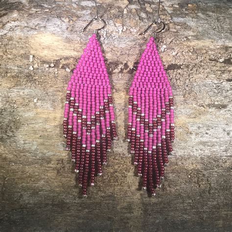 Fuschia Seed Bead Earrings