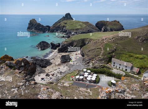 Kynance Cove Beach With Cafe At Lizard Cornwall Uk Stock Photo Alamy