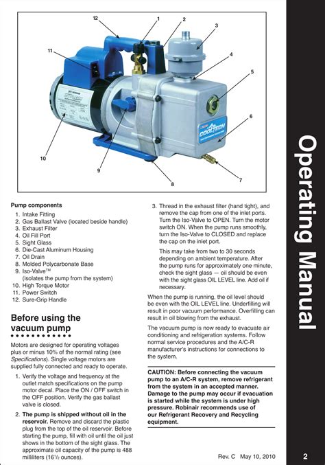 Robinair High Performance Vacuum Pump A Users Manual