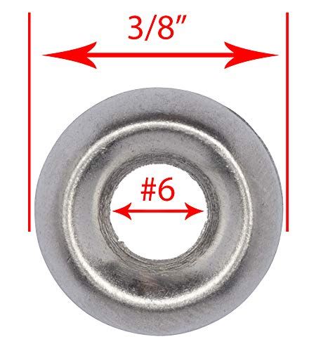 No 6 Stainless Cup Countersunk Finish Washer 100 Pack Choose Size