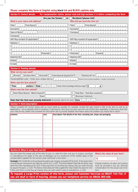 Royal Mail Printable Claim Form Printable Forms Free Online