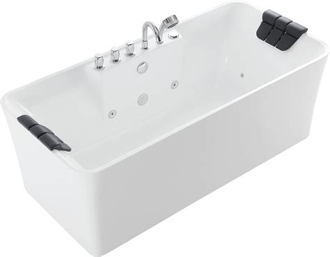 Empava 67 Inch Freestanding Whirlpool Bathtub With 8 Jets Luxury Acrylic Massage Spa Soaking