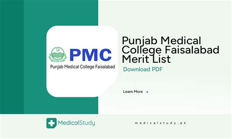 Punjab Medical College Faisalabad Merit List 2025 Mbbs Bds