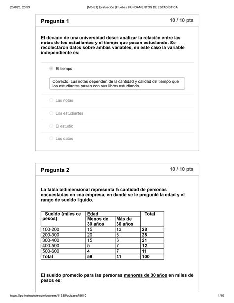 M E Evaluaci N Prueba Fundamentos De Estad Stica Pregunta