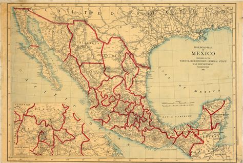 Railroad Map of Mexico - Art Source International