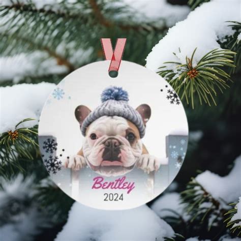 Bulldog Personalized Christmas Ornament Custom Ornament Dog Name