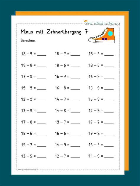 Subtraktion Mit Zehner Bergang Arbeitsblatt Ein Tutorial Zum Lernen