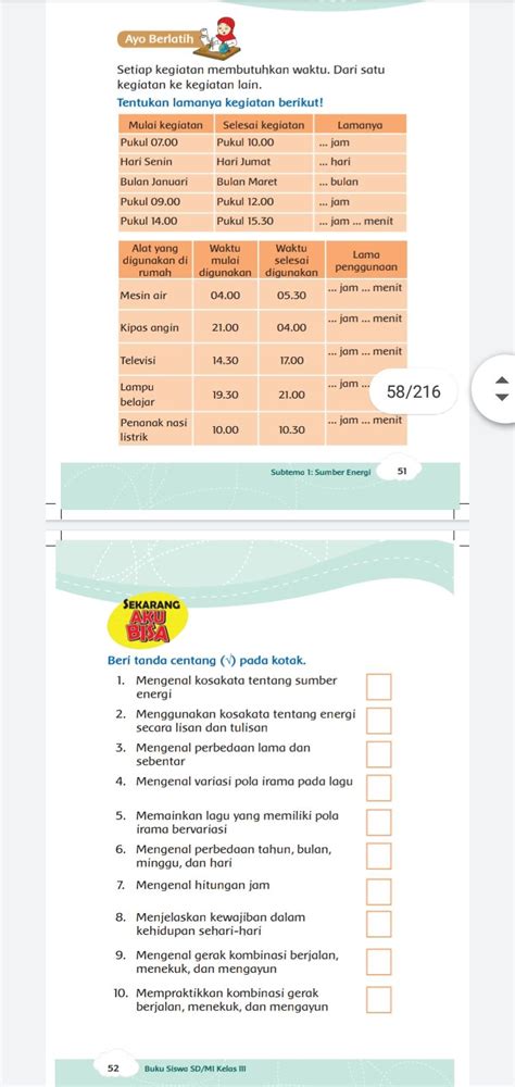 Soal Tema Kelas Tiga Energi Dan Perubahanya Kunci Jawaban Tema